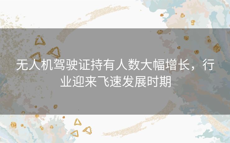 无人机驾驶证持有人数大幅增长，行业迎来飞速发展时期