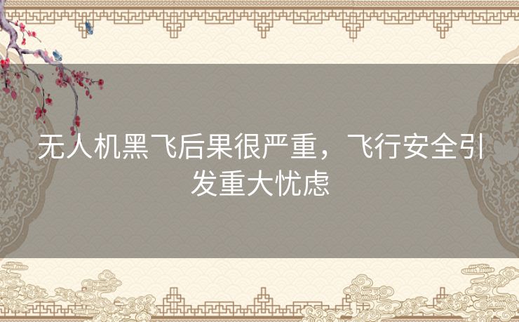 无人机黑飞后果很严重，飞行安全引发重大忧虑