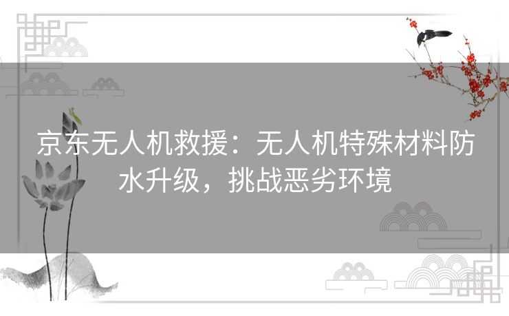 京东无人机救援：无人机特殊材料防水升级，挑战恶劣环境