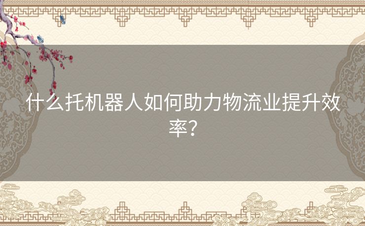 什么托机器人如何助力物流业提升效率？