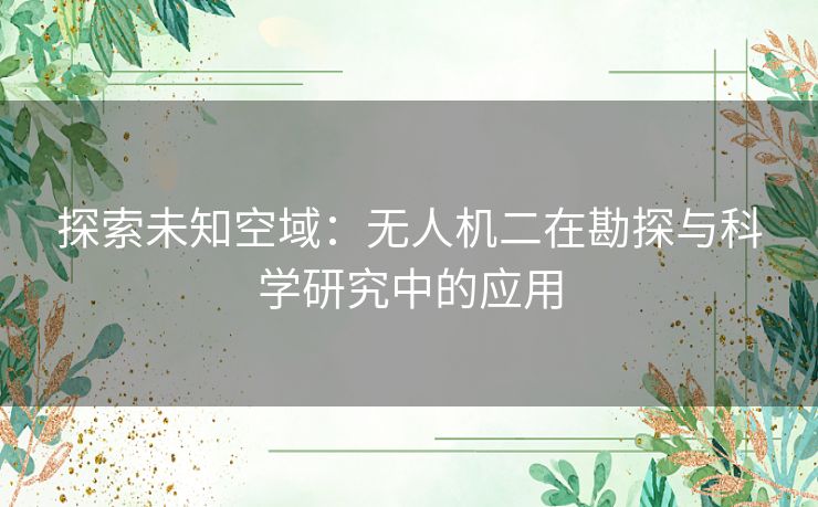 探索未知空域：无人机二在勘探与科学研究中的应用