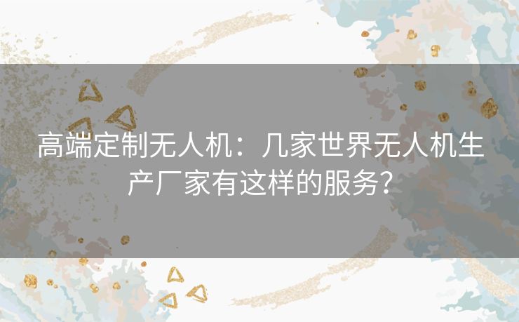 高端定制无人机：几家世界无人机生产厂家有这样的服务？