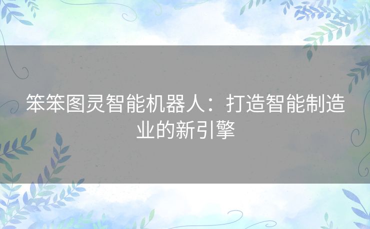 笨笨图灵智能机器人：打造智能制造业的新引擎