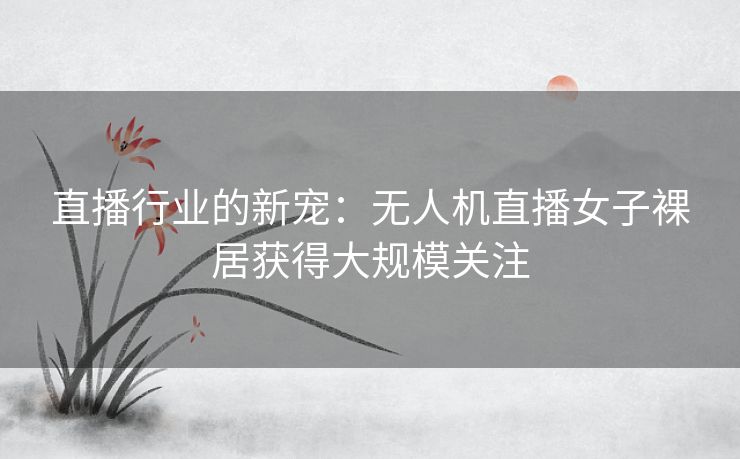 直播行业的新宠：无人机直播女子裸居获得大规模关注
