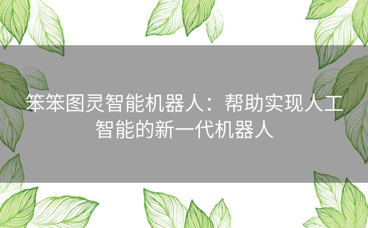 笨笨图灵智能机器人：帮助实现人工智能的新一代机器人