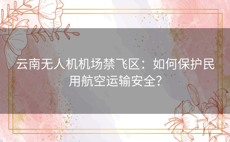 云南无人机机场禁飞区：如何保护民用航空运输安全？