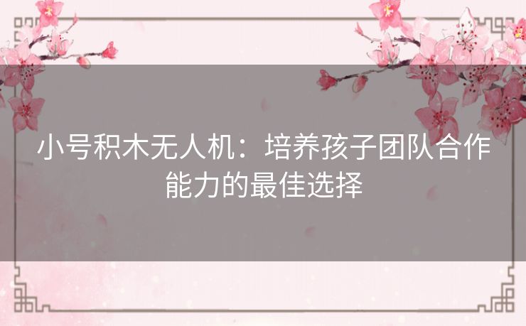 小号积木无人机：培养孩子团队合作能力的最佳选择