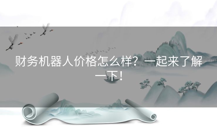 财务机器人价格怎么样？一起来了解一下！