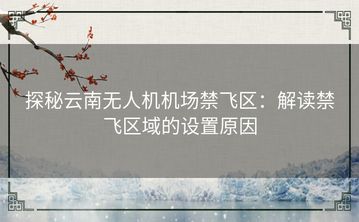 探秘云南无人机机场禁飞区：解读禁飞区域的设置原因