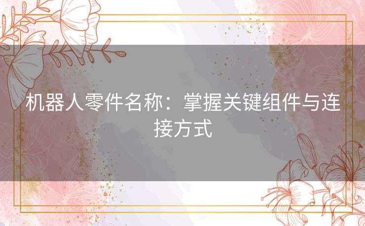 机器人零件名称：掌握关键组件与连接方式