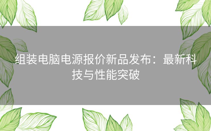组装电脑电源报价新品发布：最新科技与性能突破