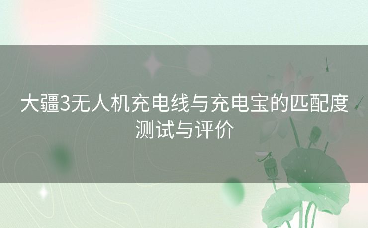 大疆3无人机充电线与充电宝的匹配度测试与评价