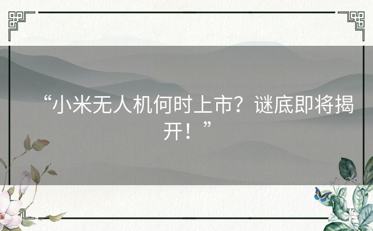 “小米无人机何时上市？谜底即将揭开！”