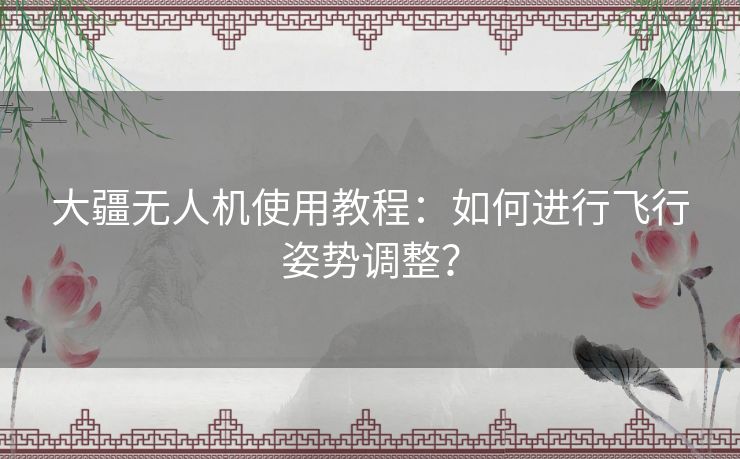 大疆无人机使用教程：如何进行飞行姿势调整？