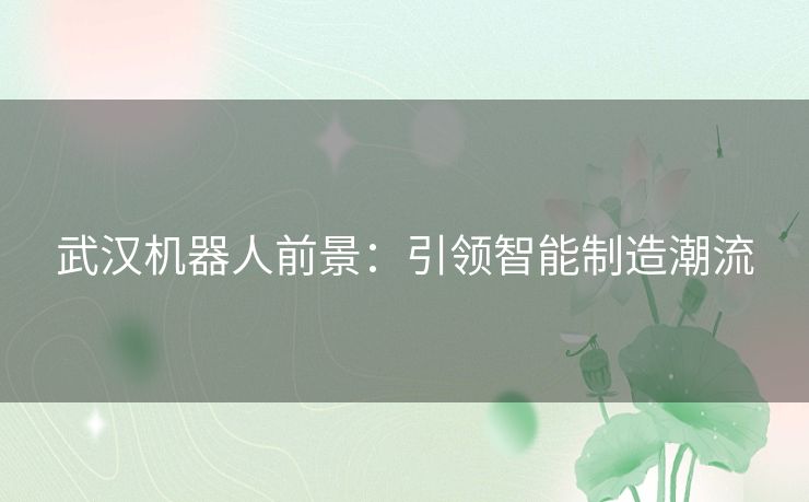 武汉机器人前景：引领智能制造潮流