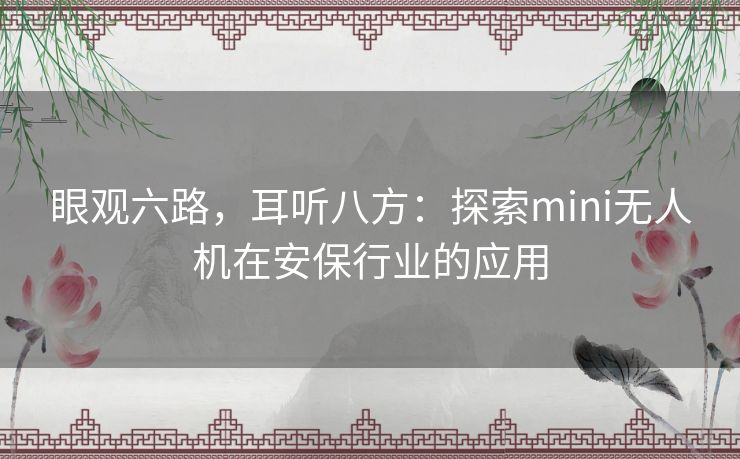 眼观六路，耳听八方：探索mini无人机在安保行业的应用