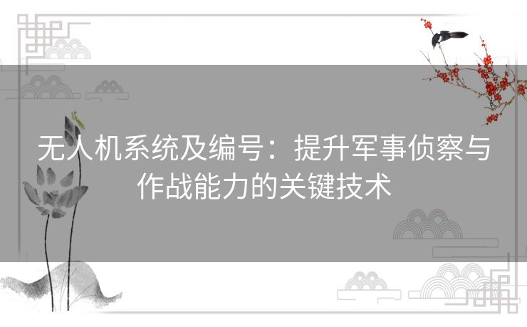 无人机系统及编号：提升军事侦察与作战能力的关键技术