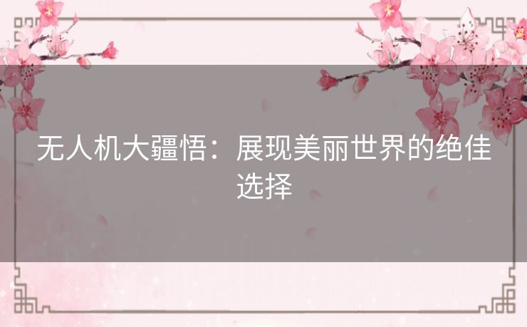 无人机大疆悟：展现美丽世界的绝佳选择