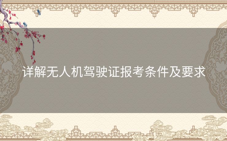 详解无人机驾驶证报考条件及要求