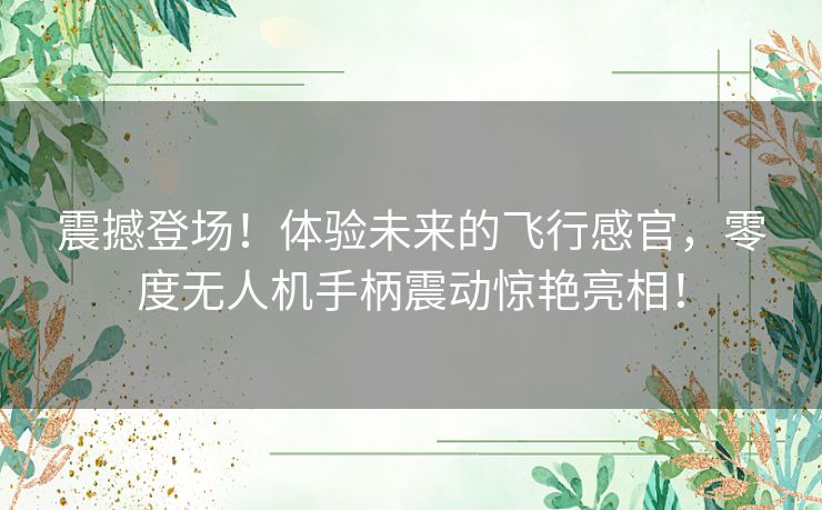 震撼登场！体验未来的飞行感官，零度无人机手柄震动惊艳亮相！