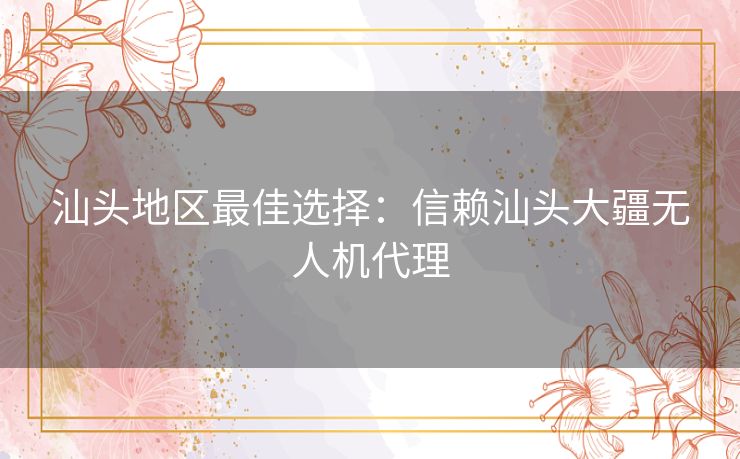 汕头地区最佳选择：信赖汕头大疆无人机代理