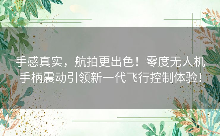 手感真实，航拍更出色！零度无人机手柄震动引领新一代飞行控制体验！