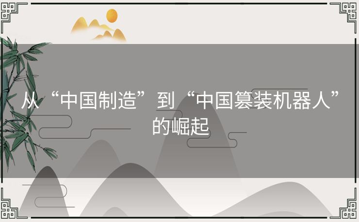 从“中国制造”到“中国篡装机器人”的崛起
