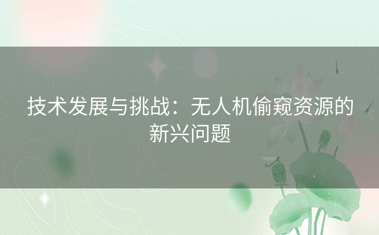 技术发展与挑战：无人机偷窥资源的新兴问题