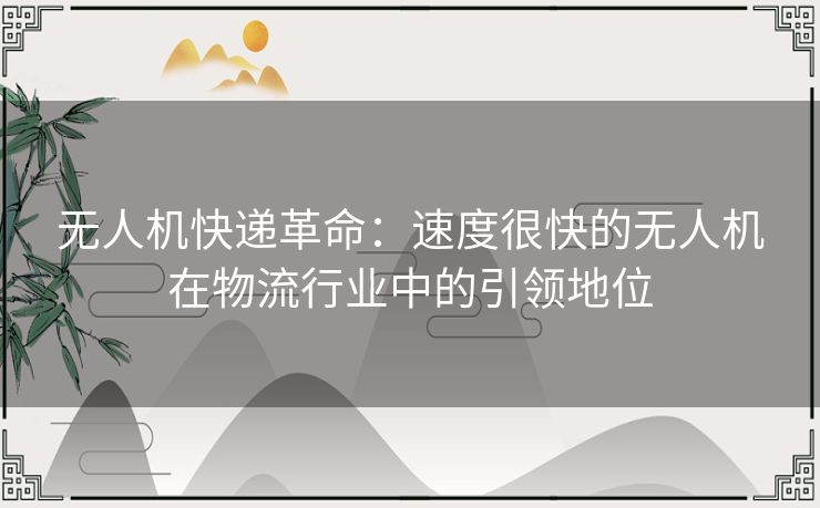 无人机快递革命：速度很快的无人机在物流行业中的引领地位