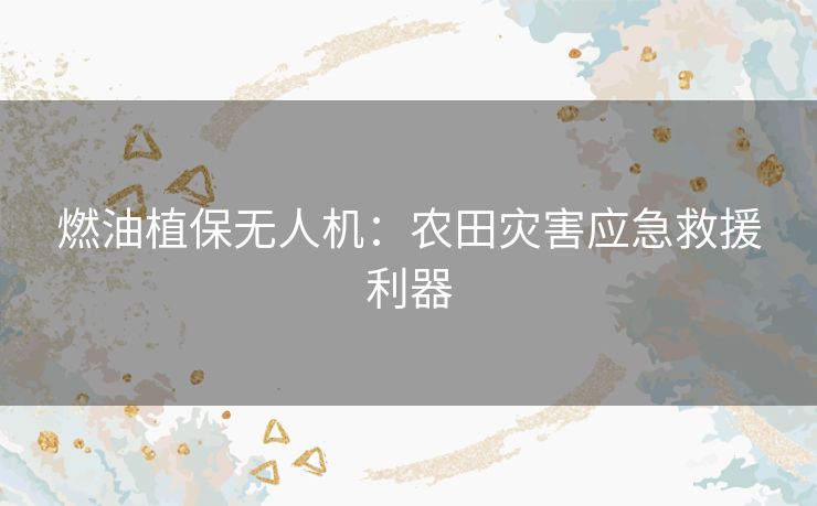 燃油植保无人机：农田灾害应急救援利器