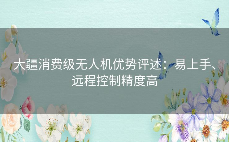 大疆消费级无人机优势评述：易上手、远程控制精度高
