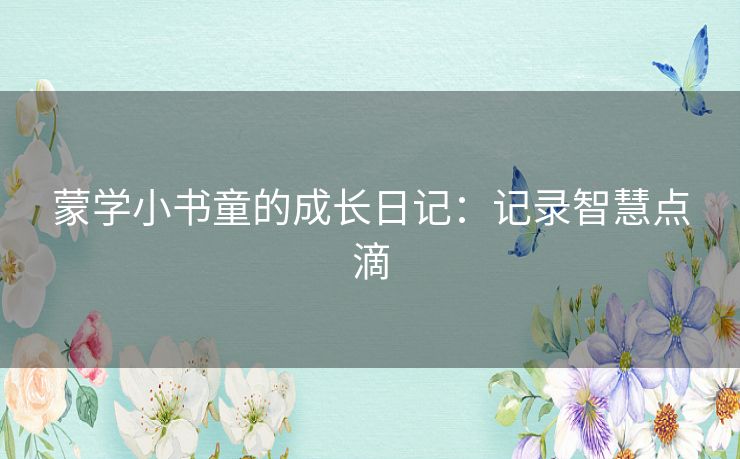 蒙学小书童的成长日记：记录智慧点滴