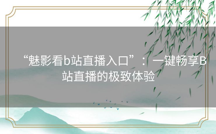“魅影看b站直播入口”：一键畅享B站直播的极致体验