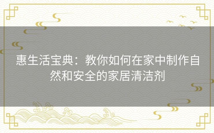 惠生活宝典：教你如何在家中制作自然和安全的家居清洁剂