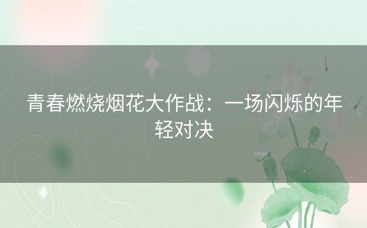 青春燃烧烟花大作战：一场闪烁的年轻对决