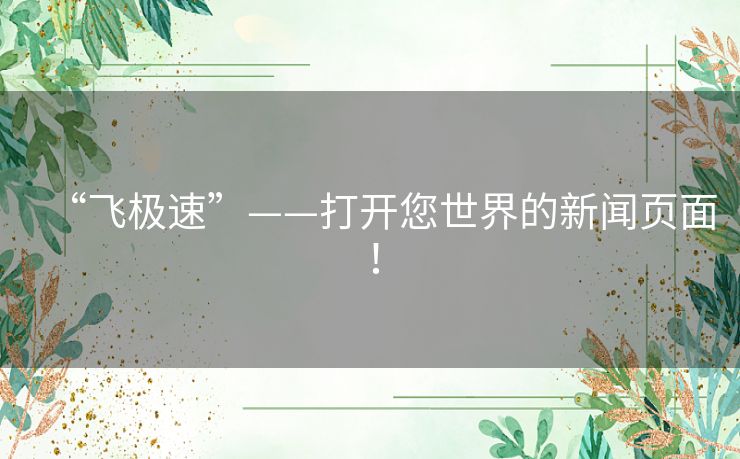 “飞极速”——打开您世界的新闻页面！