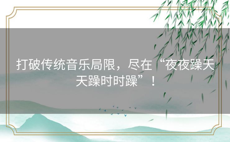 打破传统音乐局限，尽在“夜夜躁天天躁时时躁”！