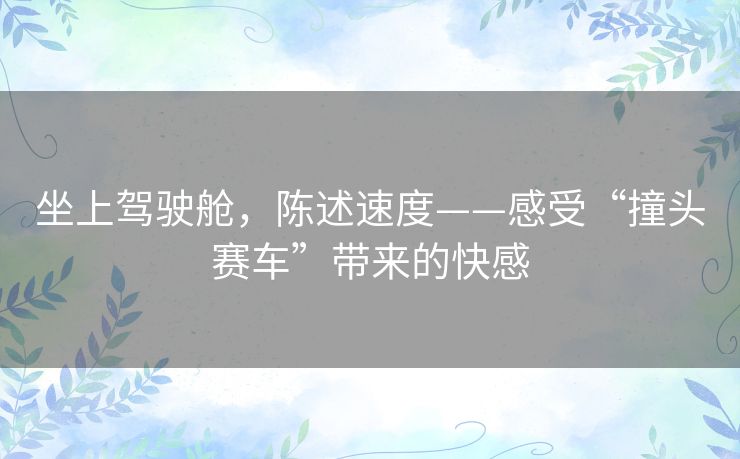 坐上驾驶舱，陈述速度——感受“撞头赛车”带来的快感
