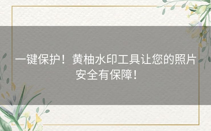 一键保护！黄柚水印工具让您的照片安全有保障！