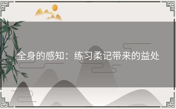 全身的感知：练习柔记带来的益处
