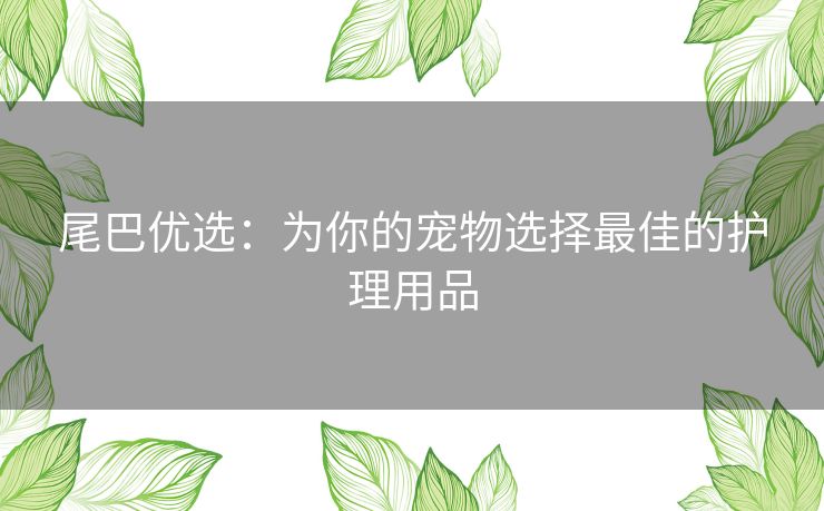 尾巴优选：为你的宠物选择最佳的护理用品