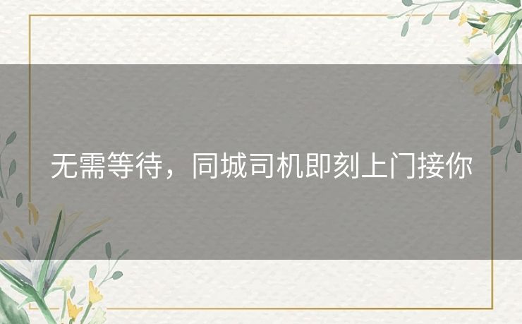 无需等待，同城司机即刻上门接你