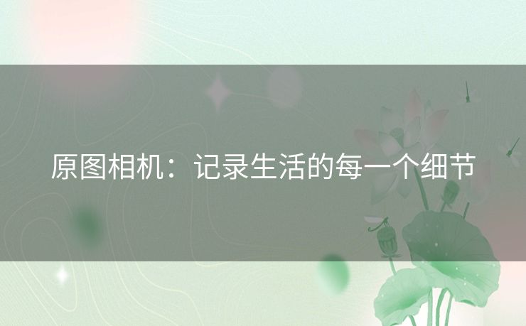原图相机：记录生活的每一个细节