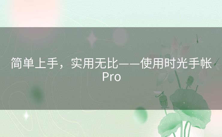 简单上手，实用无比——使用时光手帐Pro