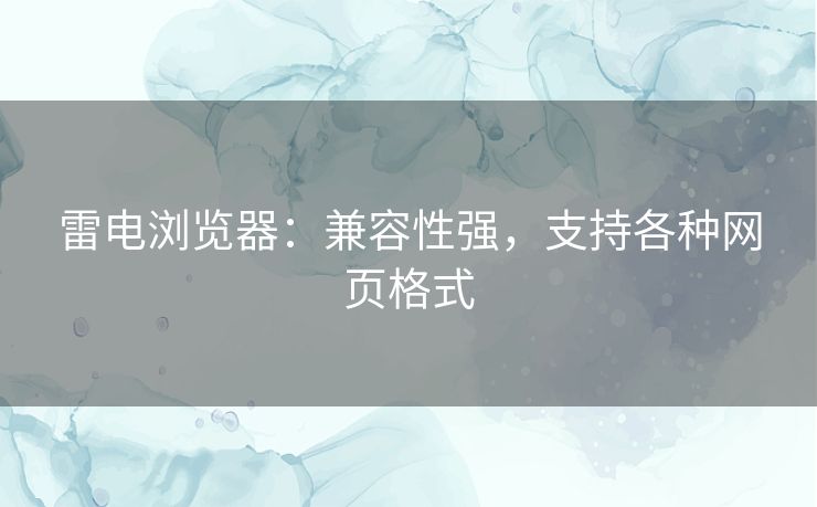 雷电浏览器：兼容性强，支持各种网页格式