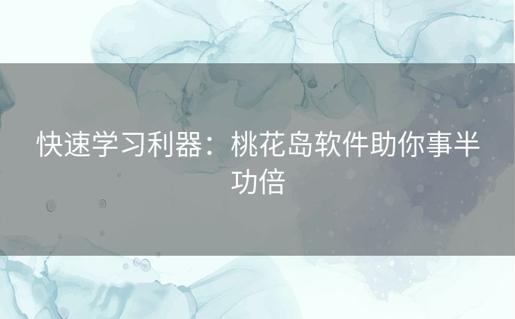 快速学习利器：桃花岛软件助你事半功倍