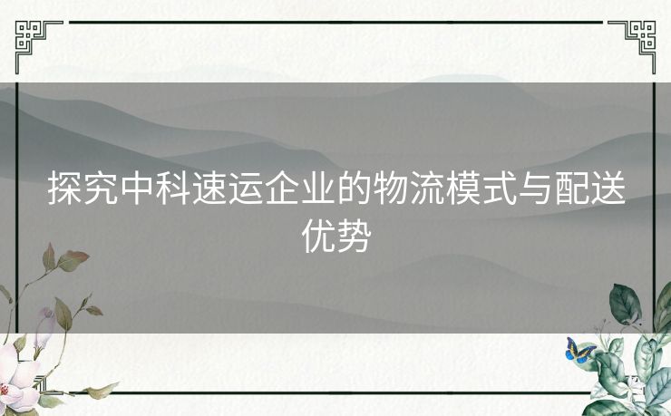 探究中科速运企业的物流模式与配送优势