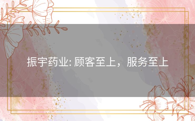 振宇药业: 顾客至上，服务至上