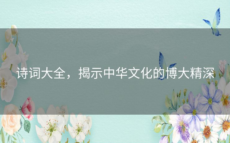 诗词大全，揭示中华文化的博大精深