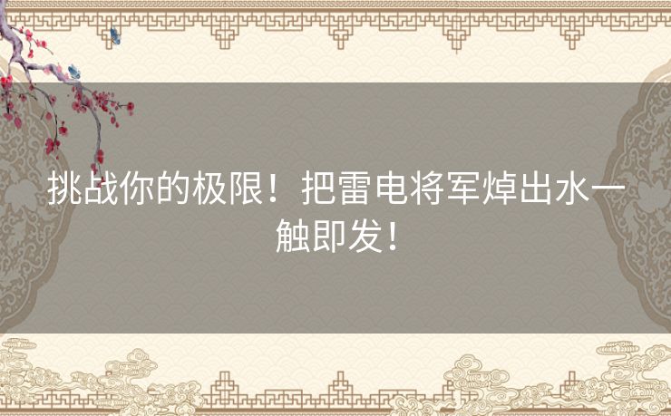 挑战你的极限！把雷电将军焯出水一触即发！